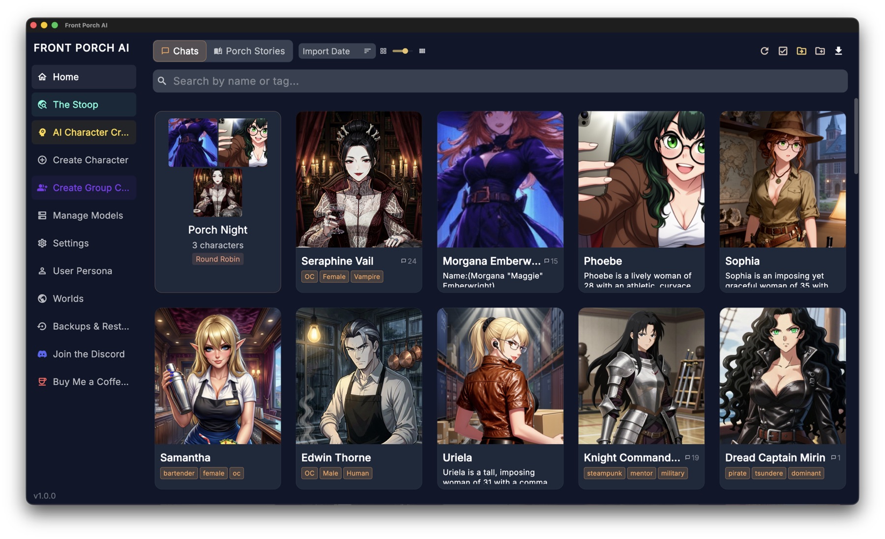 The Front Porch AI character library